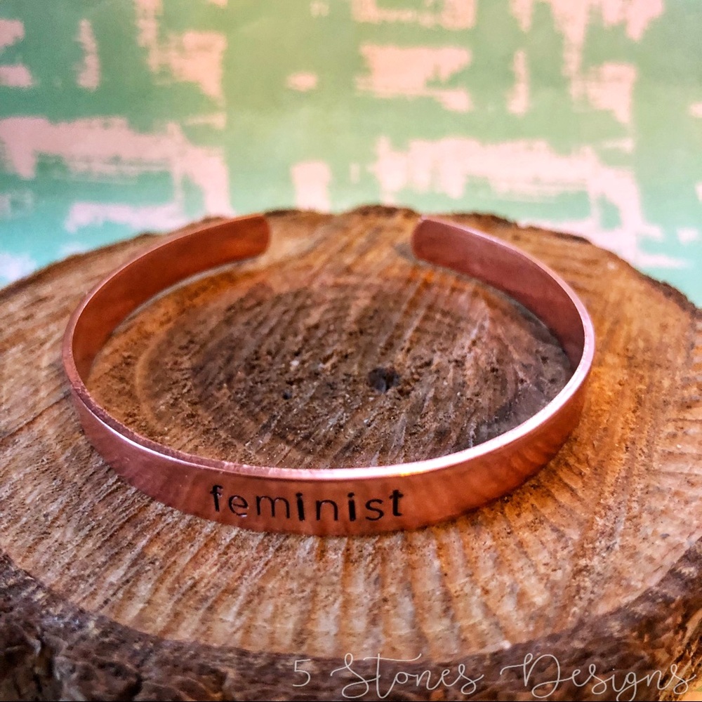 ๐ HOST PICK Handstamped Feminist Cuff Bracelet - Picture 3 of 4